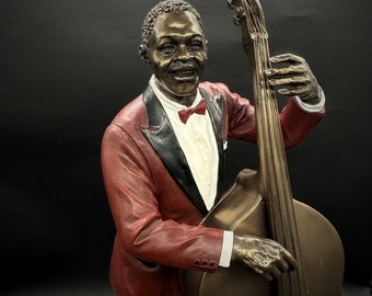 ブロンズ仕上げのクラリネット奏者の置物：ジャズアールデコ彫刻