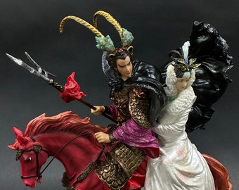 Lu Bu Diao Chan Figures I Chinese Romance Decorative Statue I Chin Romantism I Chin Dynasty I Diaochan Figurines I Red Rabbit Knickknacks