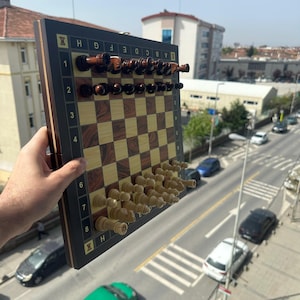 11.5&quot; Magnetic Chess High Quality  Magnetic Foldable Wooden Chess Set with Handcrafted Pieces and Internal Storage Box for Travel,Home Plays