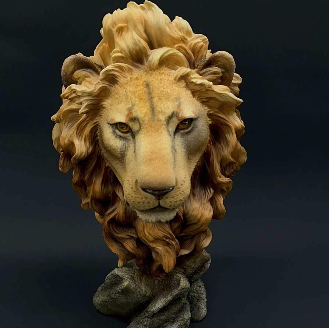 Large Lion Head Bust King of the Jungle Statue Sculpture I Etsy