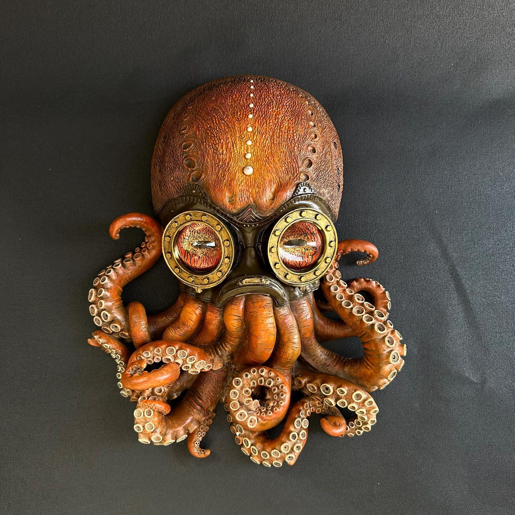 Steampunk Octopus Glass Eyes With Nautical Map Design - 20mm Cabochons For Crafts & Jewelry