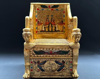 Portagioie Trono D'Oro Di Re Tut - Statua Egizia Con Vano Segreto - Foto 9