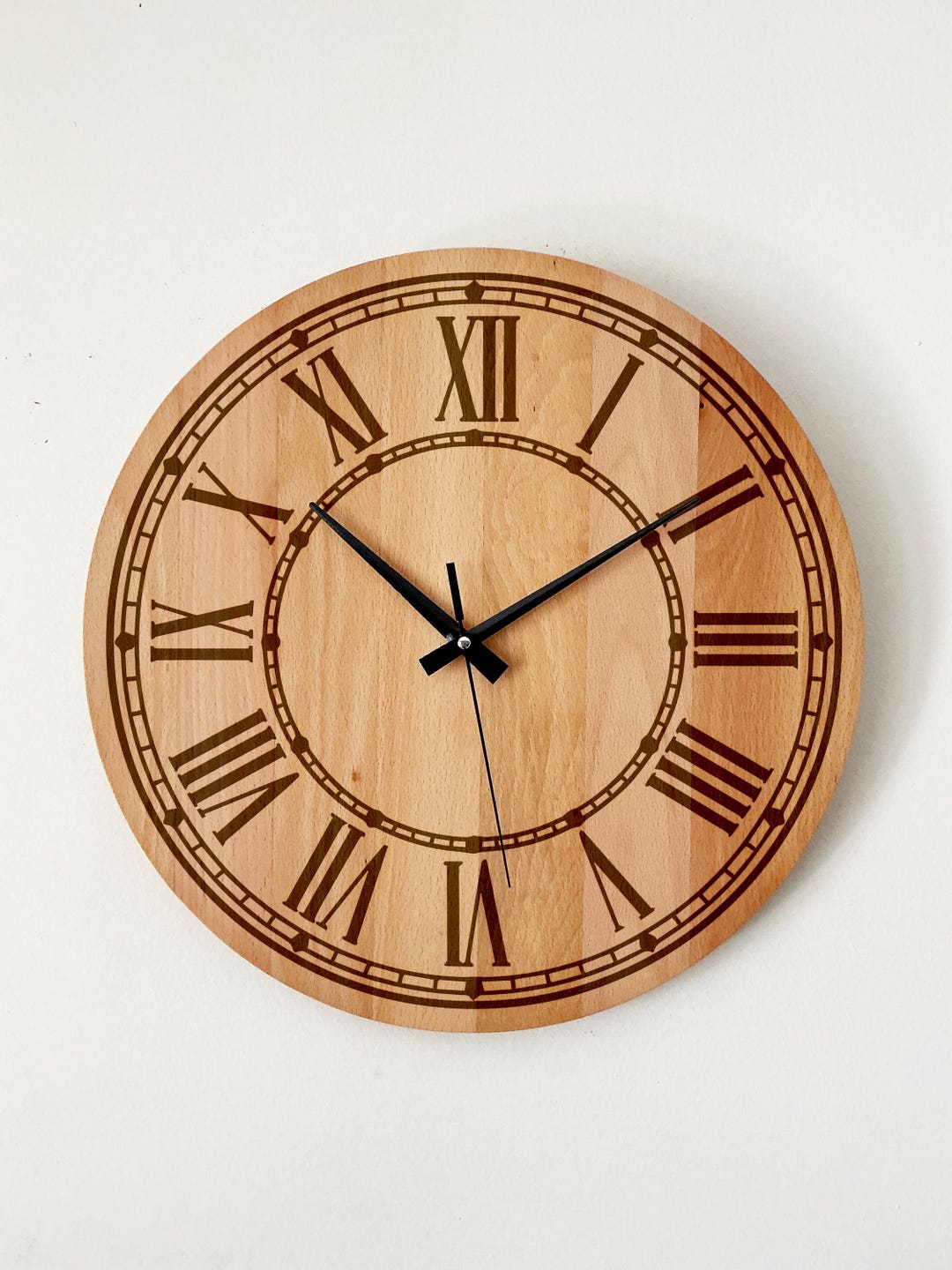 Laser Engraved Wood Clock, Custom Face Design, Minimalist Wall Clock - Etsy