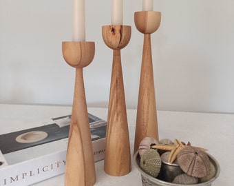 Nordic Style Wooden Cadlestick Holder Set of 3 House Warming Decor