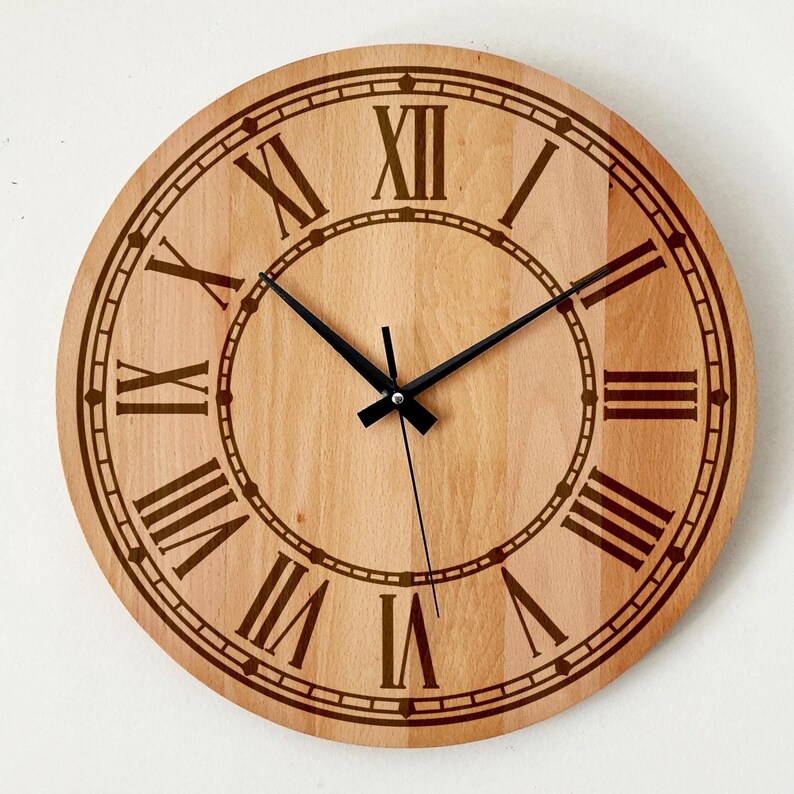 Beech Wood Wall Clock: Silent Minimalist Design - Etsy