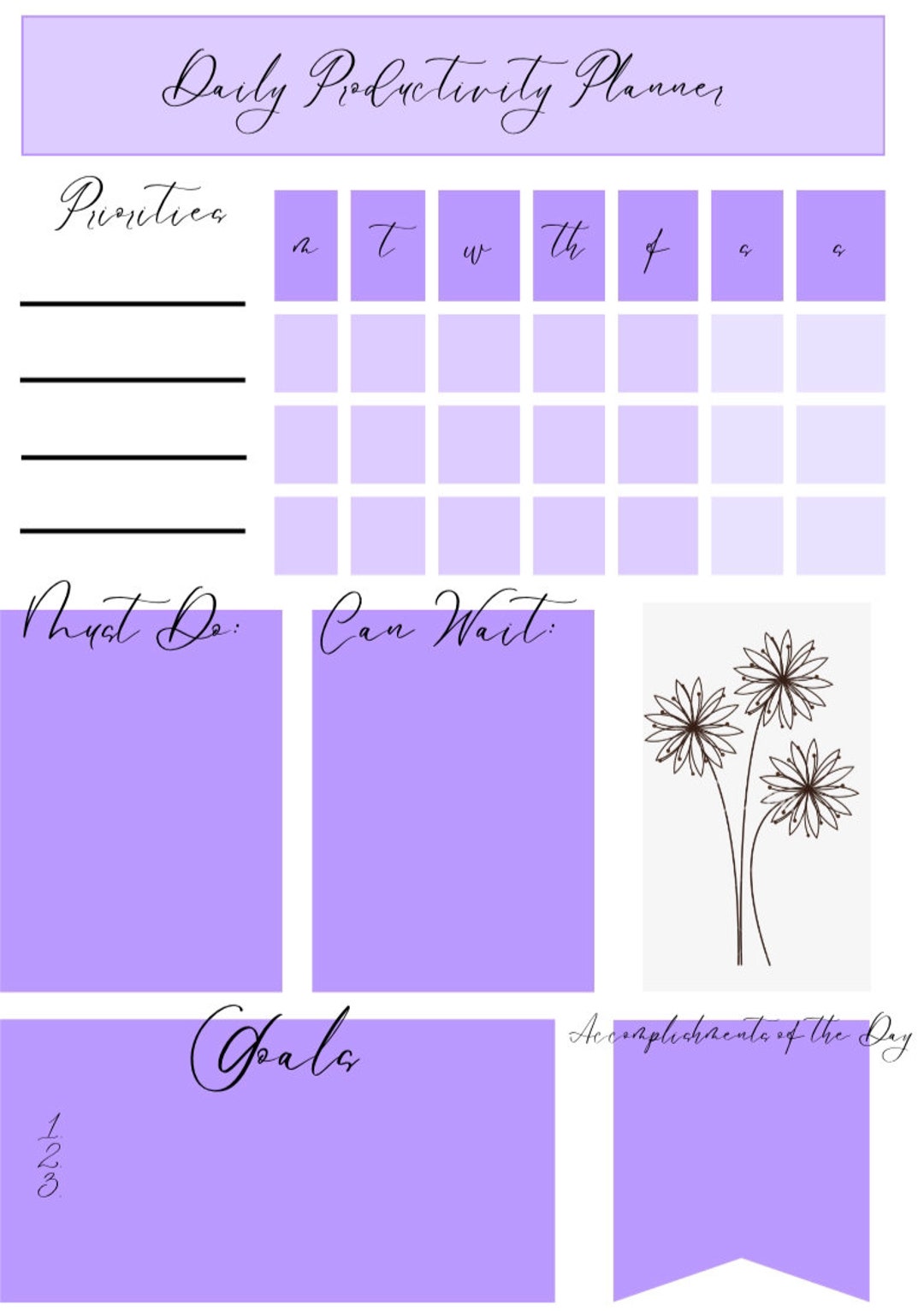 Daily Productivity Planner Etsy