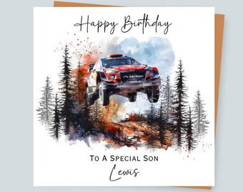 Red Sports Car Birthday Card For Grandson - Blank Inside For Personal Messages
