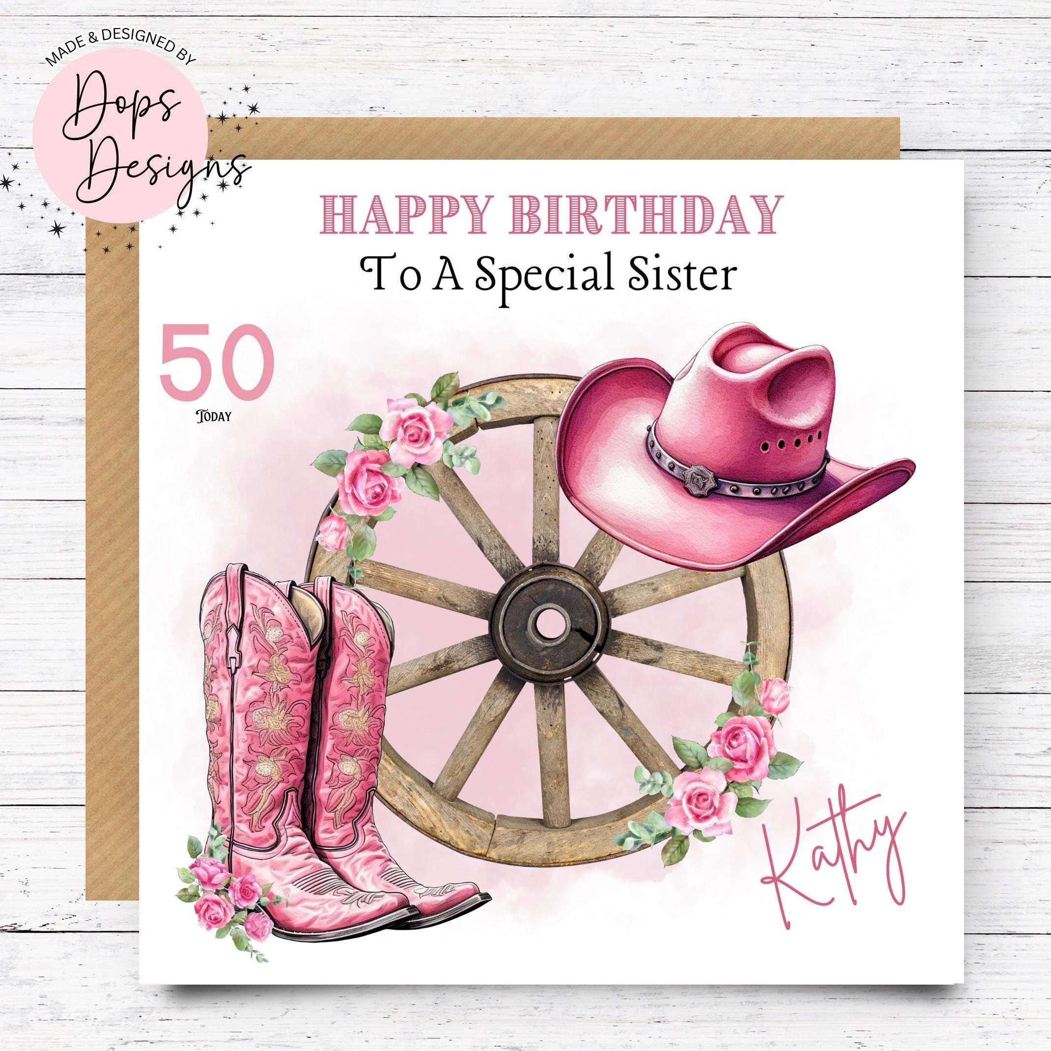 Funny Cowgirl Birthday Card - Horse Theme Card For Women, Daughter, Sister, Friend