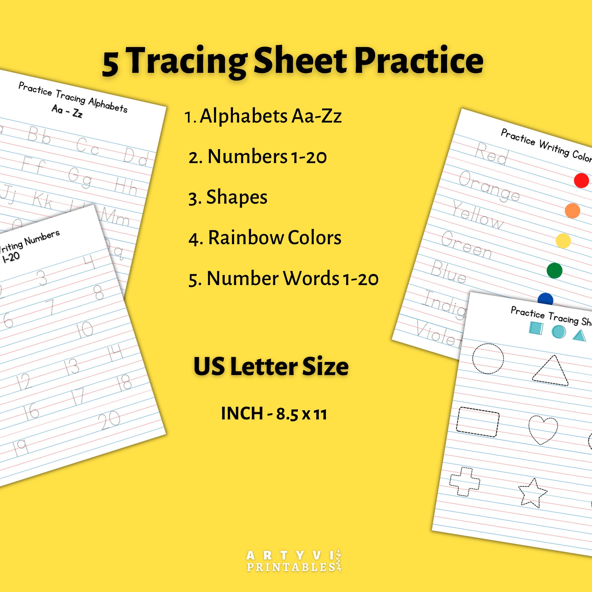 ABC Tracing, Letter Tracing Printable, Number Tracing, Alphabet Tracing