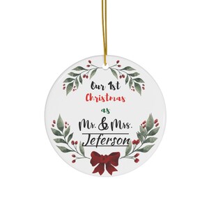 Personalized 1st christmas married, newlywed ornament