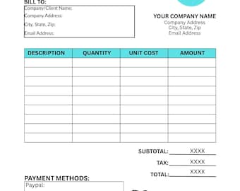 Editable Invoice Template f– Modern Small Business Billing PDF – Easy Customizable Download