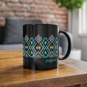 gift Filipino co-worker - Baybayin Pilipinas Coffee Cup - Philippines Mug - Tribal Pattern - Gift Idea Pinay
