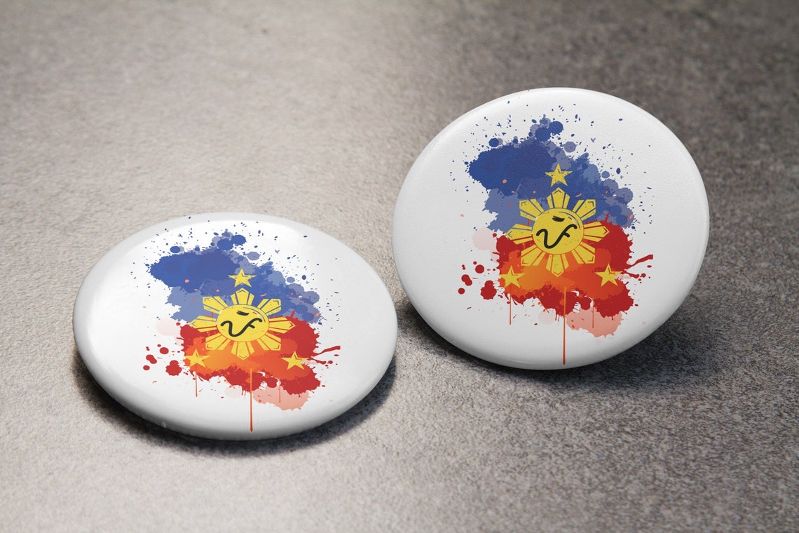 Baybayin Flag Philippines Watercolor Button - Set of 5 Pins - Gift for ...