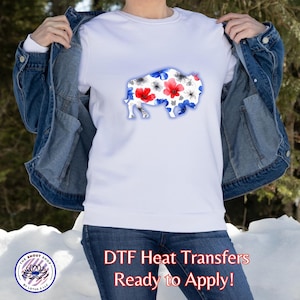 Buffalo Football Watercolor Floral Buffalo DTF Transfer - Ready to Apply