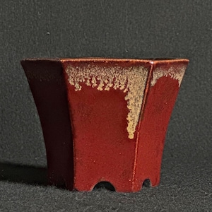 Small hexagonal cascade bonsai pot 7.5cm diameter x 6.5 cm height