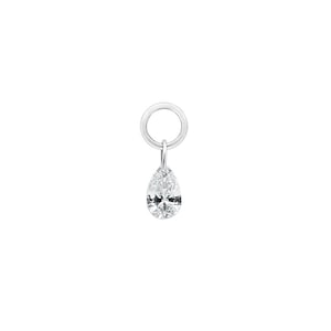 18K Solid Gold Pear-Shaped Floating Diamond Earring Charm,  Au750 Unique extremely shiny charm for Women, Wedding Anniversary gift.