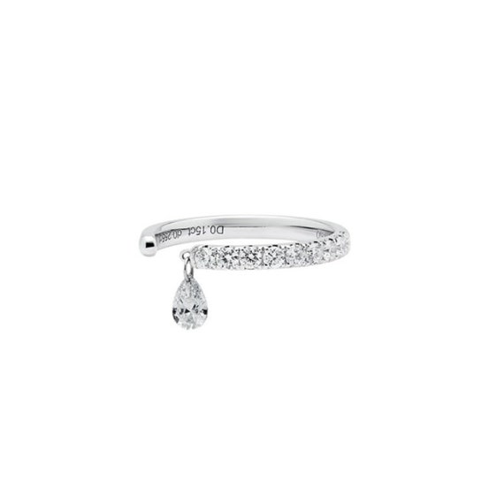 18K Solid Gold Floating Diamond Ring: Au750 Pinky Ring