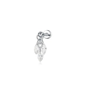 18K Gold Marquise Diamond Charm Stud Earring: Floating Dangle