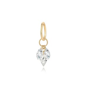 18K Solid Gold Marquise and Lozenge Floating Diamonds Charm,  Au750 Unique extremely shiny charm for Women, Wedding Anniversary gift.