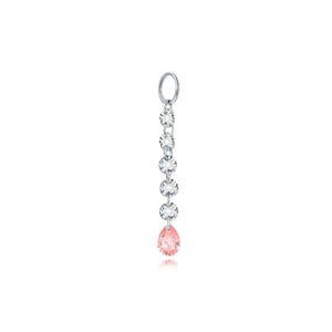 18K Solid Gold Pink/White Floating Diamond Earring Charm, Au750 Unique extremely shiny charm for Women, Wedding Anniversary gift.