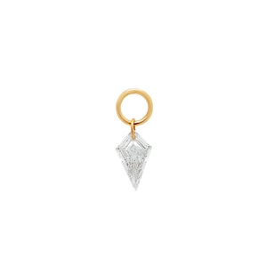 18K Solid Gold Kite-Shaped Floating Diamond Earring Charm,  Au750 Unique shiny charm for Women, Wedding Anniversary gift.
