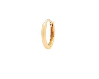18K Solid Gold Hoop Earring: Minimalist Shiny Gold Jewelry
