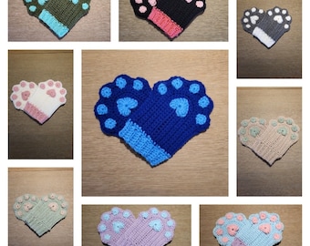 Crochet paw gloves: downloadable pattern - PDF DOWNLOAD