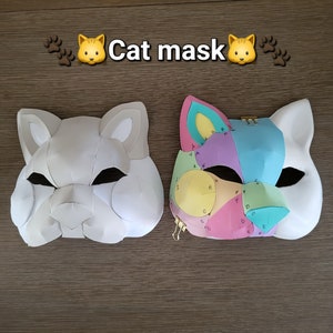 Modèle pdf de masque de chat en mousse eva/masque therian + guide étape par étape - TÉLÉCHARGEMENT PDF