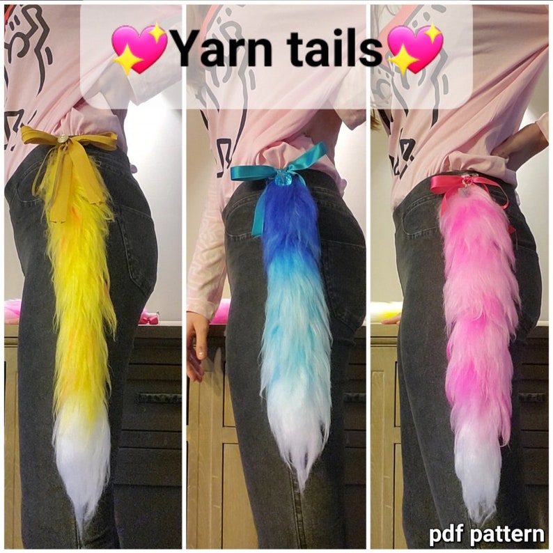 Animal Yarn Tails Therian Tails Tail Keychain - Etsy