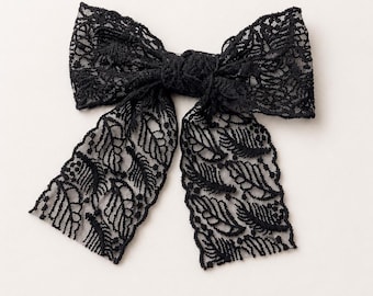 Black Lace Hair Bow-Elegant Lace Hairband-Gothic Hair Accessory-Vintage Style Bow-Girls & Women Hair Accessory