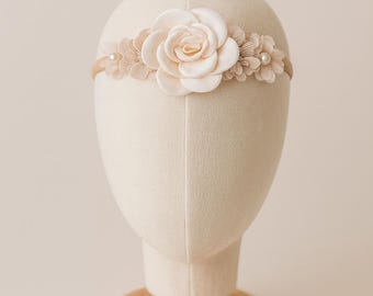 Flower Baby Headband – Soft Neutral Floral Headband for Newborns & Girls