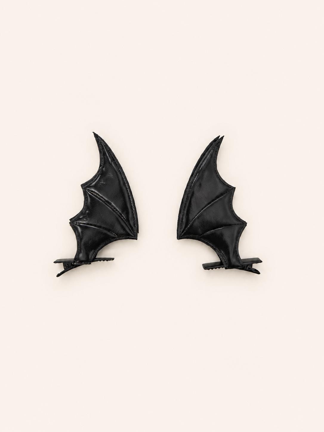 Black Faux Leather Bat Wing Hair Clips – Spooky Gothic Costume Accessory