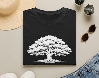 Minimalist Tree Shirt Unisex Nature Tee Elegant Woodland Graphic Tshirt Botanical Art Gift for Tree Lovers