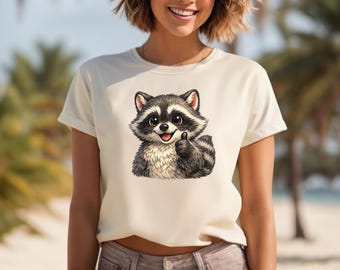 Camiseta fofa de guaxinim para mulheres, camiseta divertida com estampa de guaxinim, camiseta com estampa de animais selvagens, presente para amantes de animais.