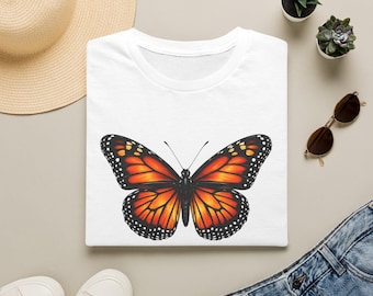 Monarch Butterfly Shirt Unisex Nature Graphic Tee Butterfly Lover Gift Elegant Insect Art Apparel