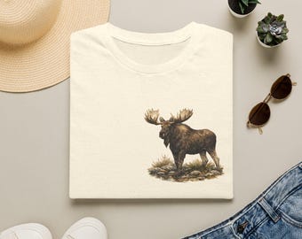 Moose Shirt Wildlife Moose Tee Bull Moose Tshirt Nature Graphic Unisex Outdoor Lover Gift