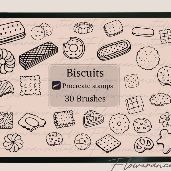 Biscuits stamp, Sweet Stamp, Biscuits brush, Biscuits procreate, Biscuits procreate stamp, Procreate stamp, Dessert stamp, Food stamp.