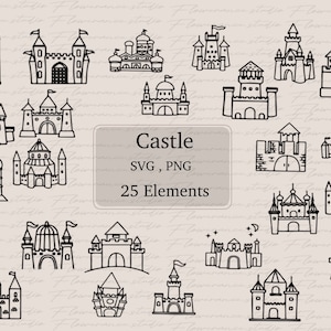 Castle svg bundle,Castle svg, princess svg, castle clipart, Cut file cricut, Cut file silhouette, Castle png.
