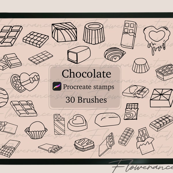 Chocolate stamp, Sweet Stamp, Chocolate brush, Chocolate procreate, Chocolate procreate stamp, Procreate stamp, Dessert stamp.