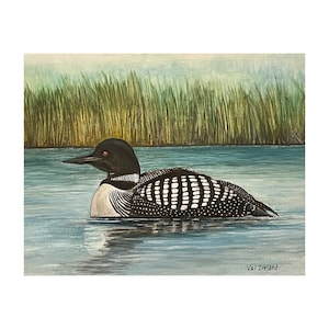Lake Loon Watercolor Matted Print
