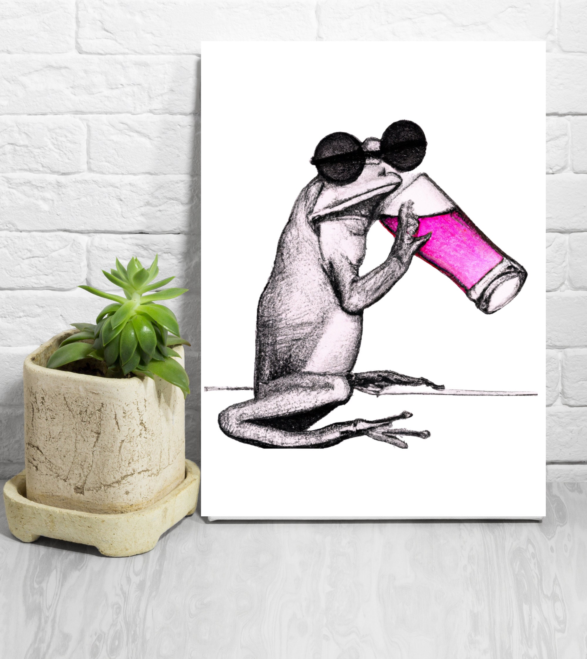 Japanese Frog Drawing With Sunglasses Downloadable Digital Illustration
