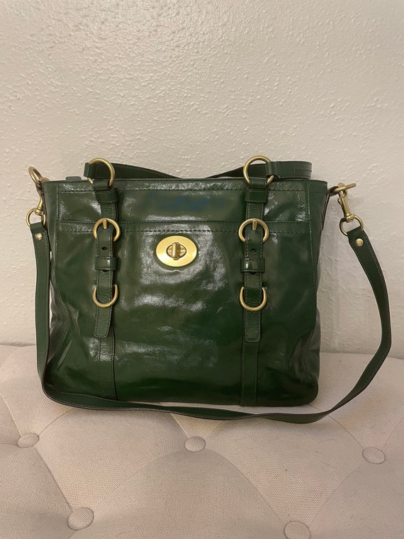 Coach Green Patent Leather Crossbody Shoulder Bag