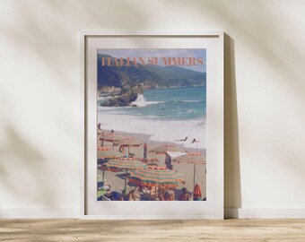 Arte mural imprimible de veranos italianos / Fotografía costera serena / Decoración playera de verano / Descarga digital