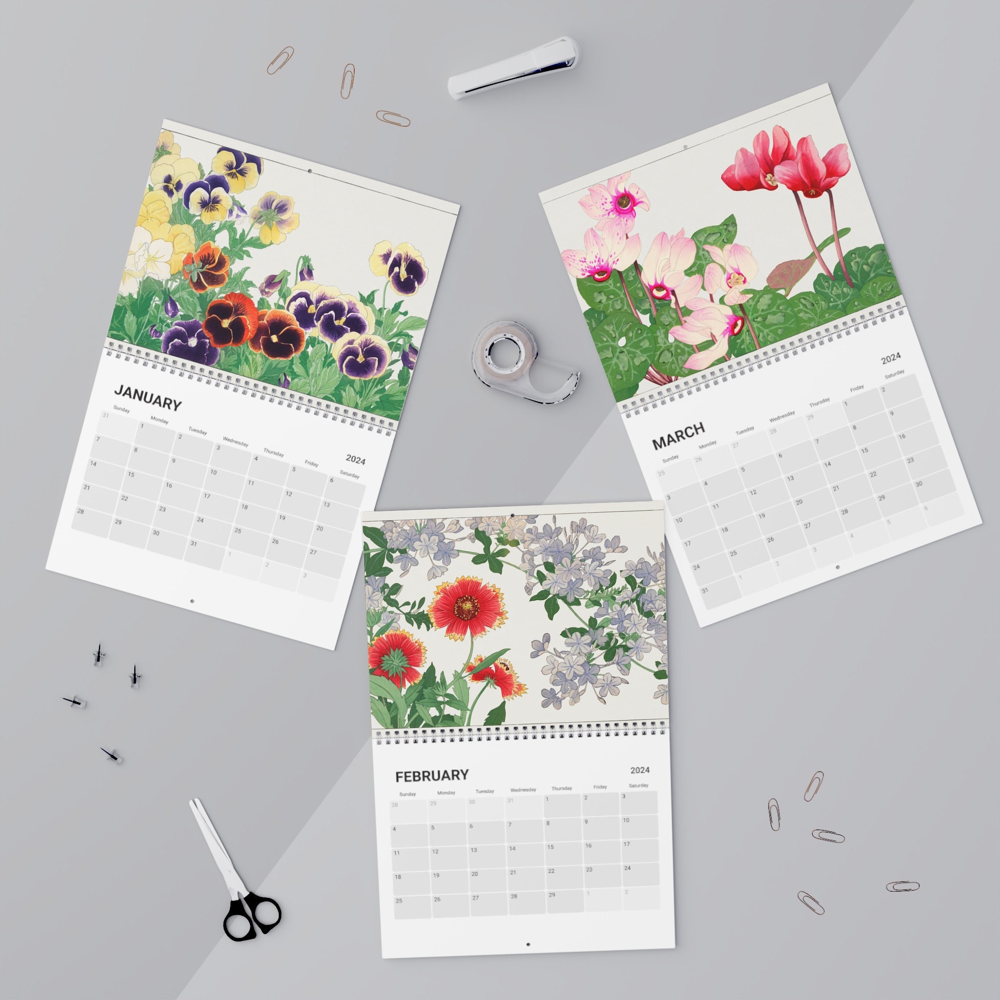 Art Calendar 2024, Art Wall Calendar, Floral 2024 Calendar, Monthly ...