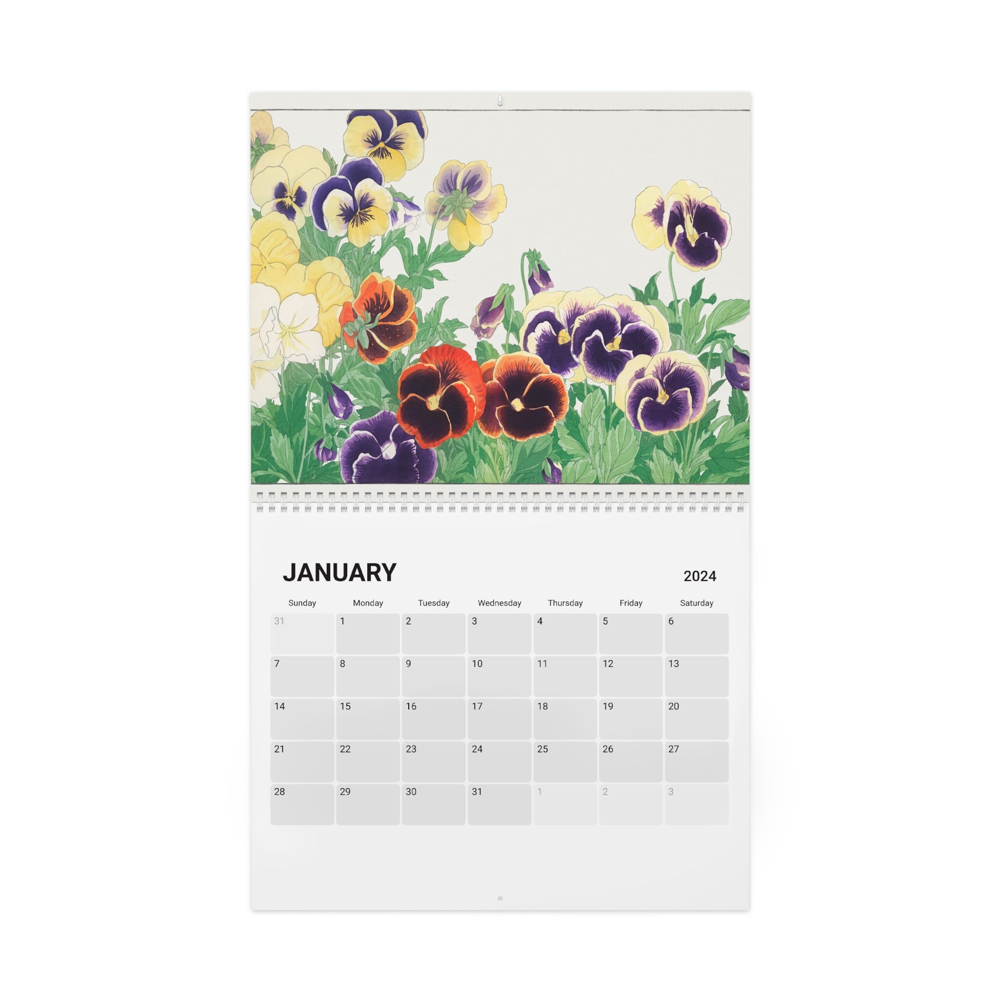 Art Calendar 2024, Art Wall Calendar, Floral 2024 Calendar, Monthly