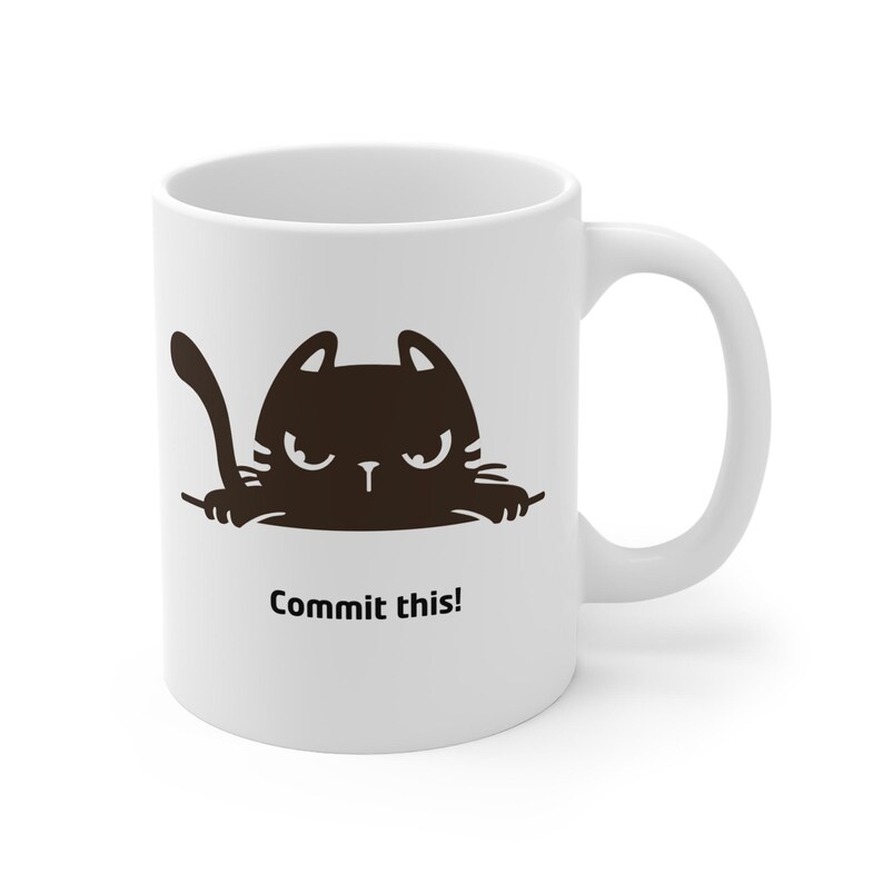 Taza "Commit This Cat" / Humor sobre compromisos de programación Git, Taza de café imagen 2