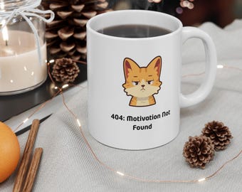 404 Motivation Nicht Gefunden Tasse | mürrische Katzen Illustration