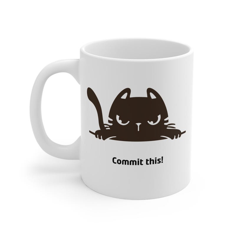 Taza "Commit This Cat" / Humor sobre compromisos de programación Git, Taza de café imagen 1