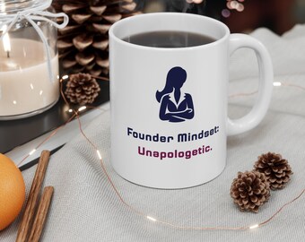 Gründer Mindset Unapploetic Mug | Silhouette eines weiblichen Unternehmers