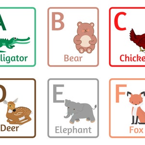 Animal alphabet flash cards